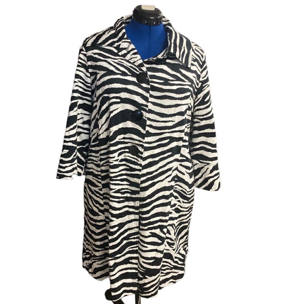 APPRAISAL Women’s Zebra/Animal Print Lightweight‎  Midi Jacket Size Large